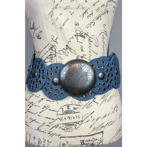 8 Other Reasons Montana Stallion Belt Studded Blue Denim 43\
